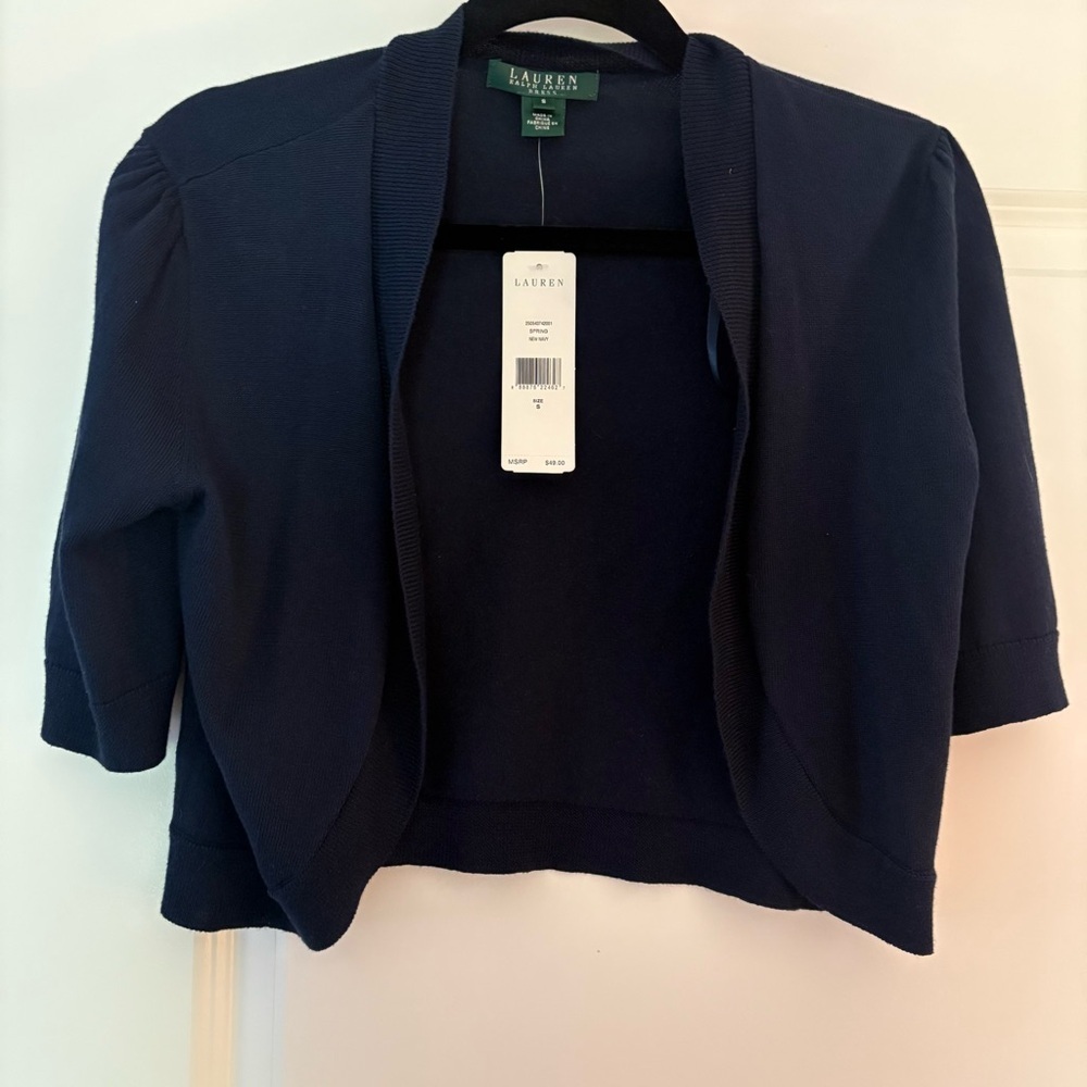Lauren Ralph Lauren Women’s Cropped Short Sleeve Cardigan - Picture 2 of 11